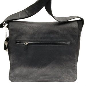 FOSSIL BLACK LEATHER AND NYLON MESSENGER CROSSBODY